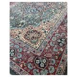 Persian-Style Area Rug 90x60 in (7.5x5 ft) - Teal Medallion Center, Burgundy Border