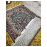 Persian-Style Area Rug 90x60 in (7.5x5 ft) - Teal Medallion Center, Burgundy Border