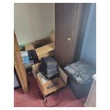 Pair of Black Bookshelf Speakers - Vintage CRT TV, VCR & Apex Digital Converter Box