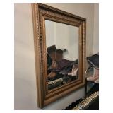Ornate Gold Frame Wall Mirror - 30-Inch Tall, Beaded Inner Edge