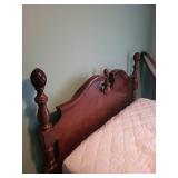 Four-Poster Bed in Dark Wood with Carved Finials