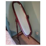 Mirror - Burgundy Wood Full-Length Oval Standing Mirror