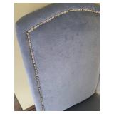 Blue Velvet Dining Chair - Nailhead Trim, Light Blue Upholstery