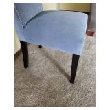 Blue Velvet Dining Chair - Nailhead Trim, Light Blue Upholstery