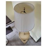 Floor Lamp - Vintage Mid-Century With Round Shelf & Pleated Shade