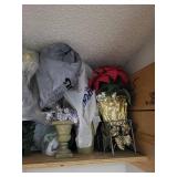 Gold Spherical Vases with Red Faux Roses - Ornate Home Decor Set for Mantel