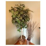 Artificial Ficus Tree and Twig Arrangement Set for Home Decor
