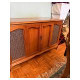 Vintage Wooden Stereo Console Cabinet with Speaker Panels
