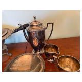 Vintage Silver-Plated Tea and Serving Set with Chafing Dish