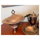 Vintage Silver-Plated Tea and Serving Set with Chafing Dish