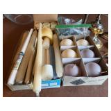 Mixed Candle Set with Silver and Brass Candlesticks and Silver Plated Napkin Rings