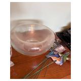 Decorative Glassware Lot: Fish Plate, Floral Dish, Swan Figurine, Bowl