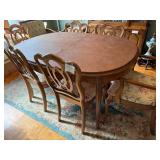 Vintage Dining Table Set with Chairs - Needs Repair, Custom Cut Protective Cover
