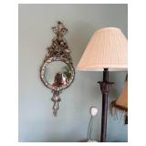 Vintage Table Lamps & Decorative Floral Mirror Set