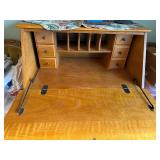 Vintage Wooden Secretary Desk with Storage and Drawers