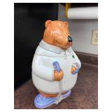 Ceramic Bear Golfer Cookie Jar