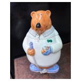 Ceramic Bear Golfer Cookie Jar