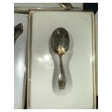Vintage Silver Plated Spoon Set with Decorative Design and a set of napkin rings