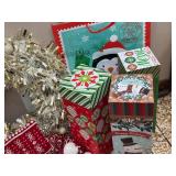 Festive Christmas Decoration Set with Sign, New Blanket, Tree Topper and 2 Wreath & Gift Boxes