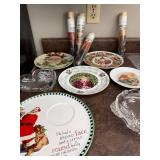 Vintage Christmas Decorative Plate Collection & Glassware Set