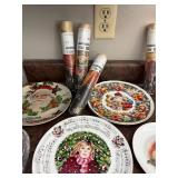 Vintage Christmas Decorative Plate Collection & Glassware Set