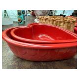 Heart-Shaped Baking Dishes, Woven Basket & Godiva Gift Box Set