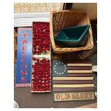 Patriotic Decor Lot with Welcome Sign & Old Glory Plaque
