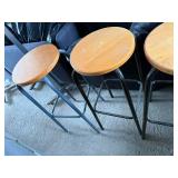 Set of 3 Wooden Bar Stools with Metal Frames