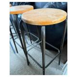Set of 3 Wooden Bar Stools with Metal Frames