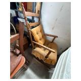 Vintage Wooden Rocking Chair with Cushion for Restoration
