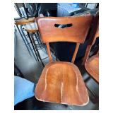 Pair of Vintage Wooden Chairs with Cut-Out Backs