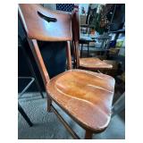 Pair of Vintage Wooden Chairs with Cut-Out Backs