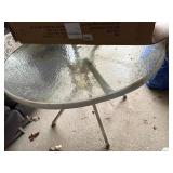 Round Outdoor Glass Patio Table with Metal Frame