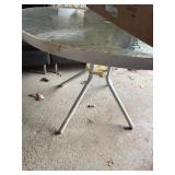 Round Outdoor Glass Patio Table with Metal Frame