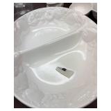 Vintage White Ceramic Dishware & Decorative Plate Set