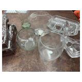 Assorted Glassware Lot - Bowls, Vases, Decorative Pieces