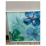 Vibrant Floral Painting in Blue and Green Tones