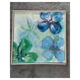 Vibrant Floral Painting in Blue and Green Tones