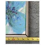 Vibrant Floral Painting in Blue and Green Tones