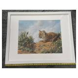 Limited Edition Framed Signed James Faulkner Lithograph Print Titled "Cougar Cub", 319/600
