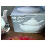 Teapot & Gravy Boat with Covered Ceramic Pie Plate