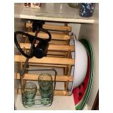 White CO2 Pump for Bar & Keg, Wine Rack, and Green Coca-Cola Glasses