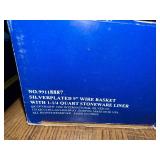 International Silver Crystal Candle Sticks Set of 3 & 9" Wire Basket with Stoneware Liner