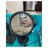 Table Lamp with Beige Fabric Shade & Round Vanity Mirror - 2-Piece Set