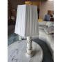 Table Lamp - White Ceramic with Floral Carved Column, 36in Tall