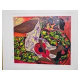 Linda Le Kinff Limited Edition Serigraph Femme et Guitar, 218/300