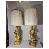 Guanyin and Confucius Gilt Regency Table Lamp