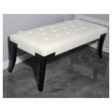 White Leather Tufted Entry Bench