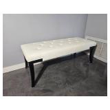 White Leather Tufted Entry Bench