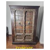Indo Inspired Rustic Armoire with Decorative Hardware